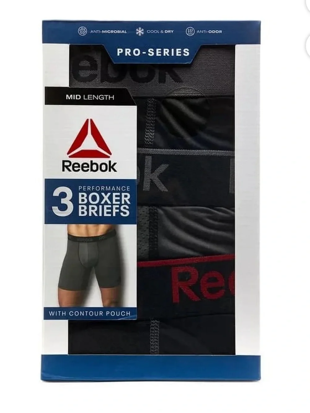 Reebok Men's Underwear Pro Series Performance Long Leg Boxer Brief, 7.5-Inch,